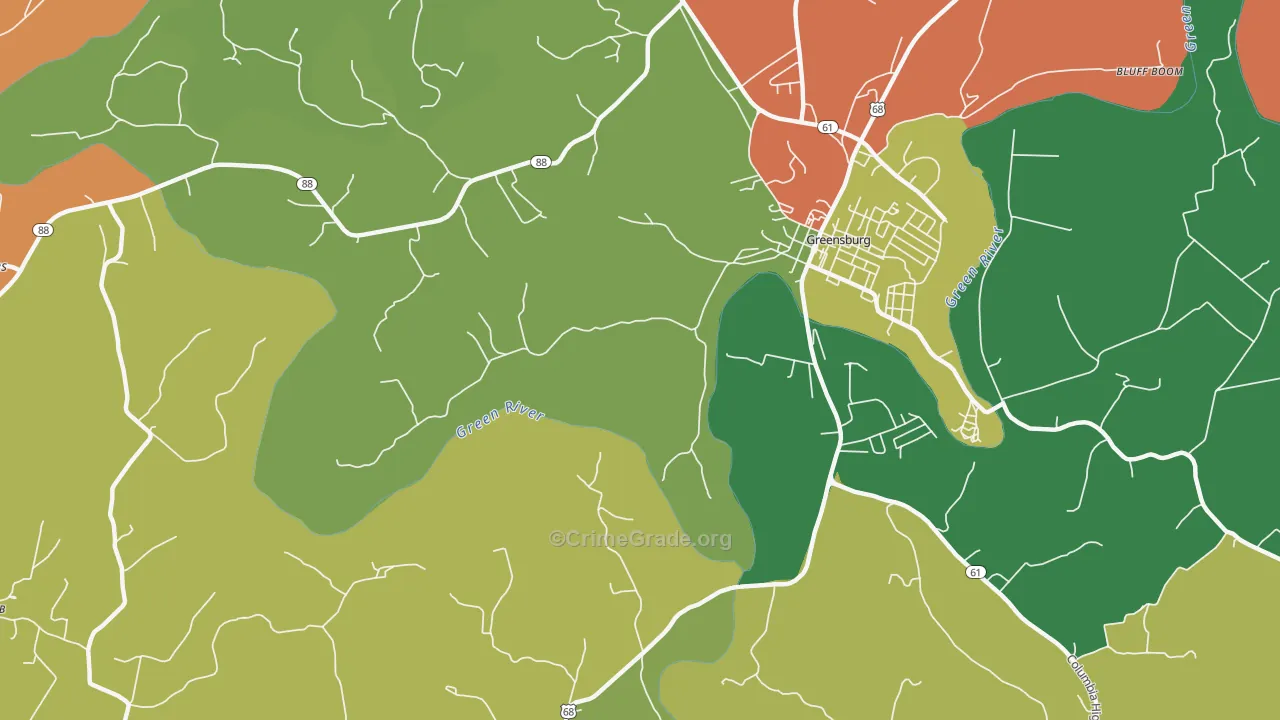 Coburg, KY Map of Vehicle Theft Rates