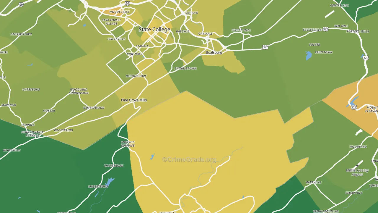 Coburn, PA Map of Vehicle Theft Rates
