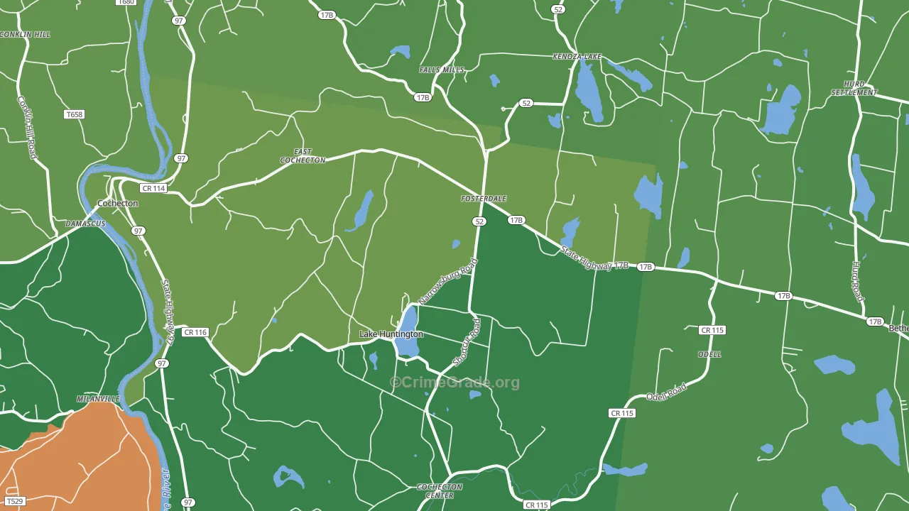 Cochecton, NY Map of Vehicle Theft Rates