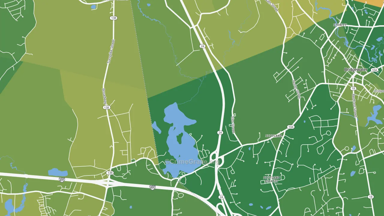 Cochesett, MA Map of Vehicle Theft Rates