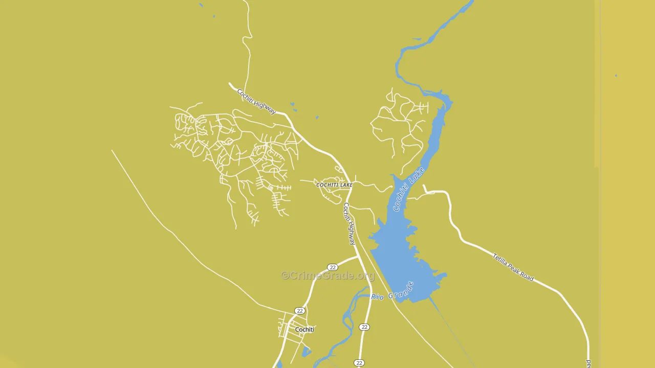 Cochiti Lake, NM Map of Vehicle Theft Rates