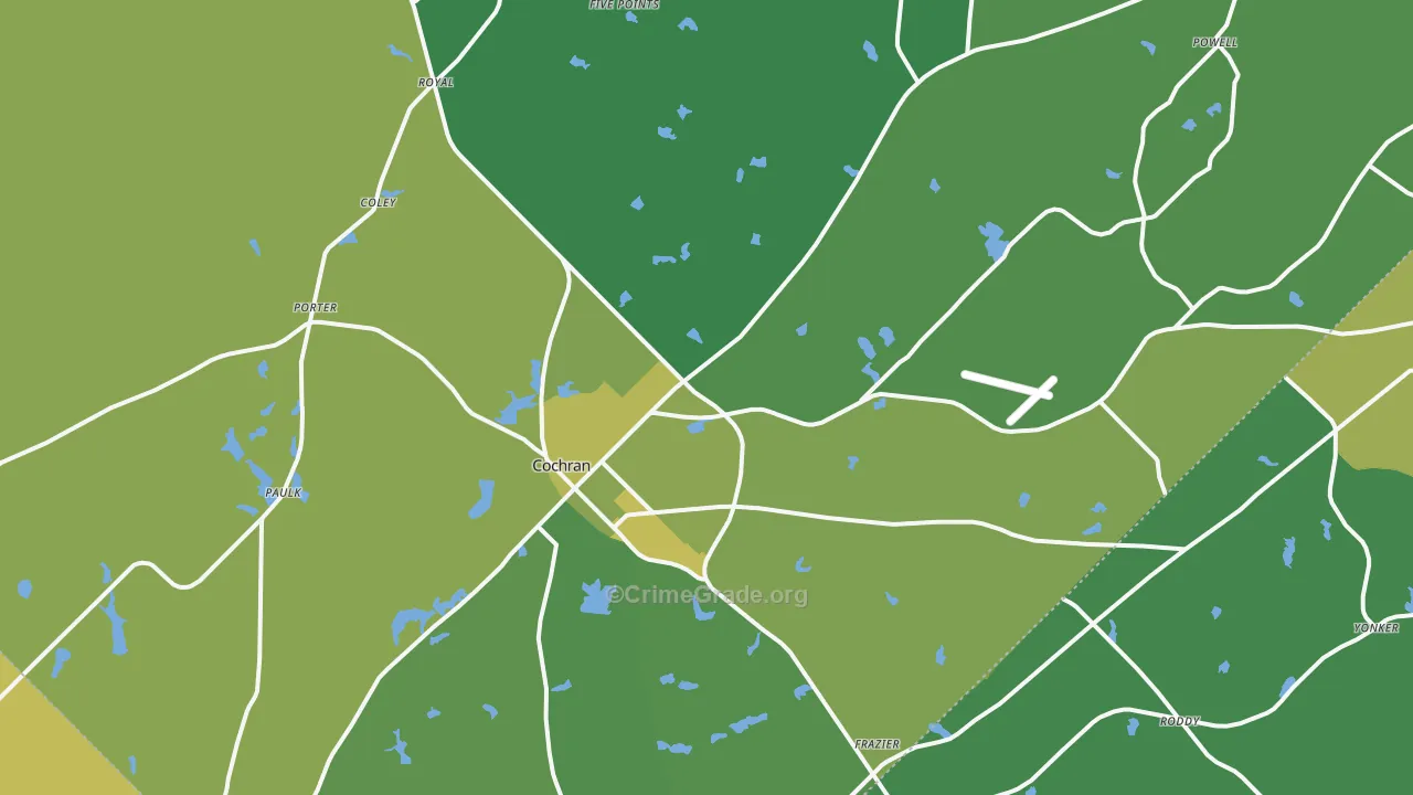 Cochran, GA Map of Vehicle Theft Rates