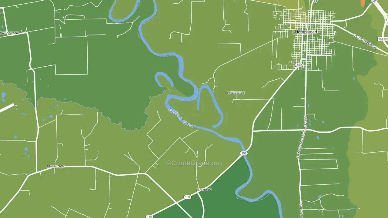 Cochran, TX Map of Vehicle Theft Rates