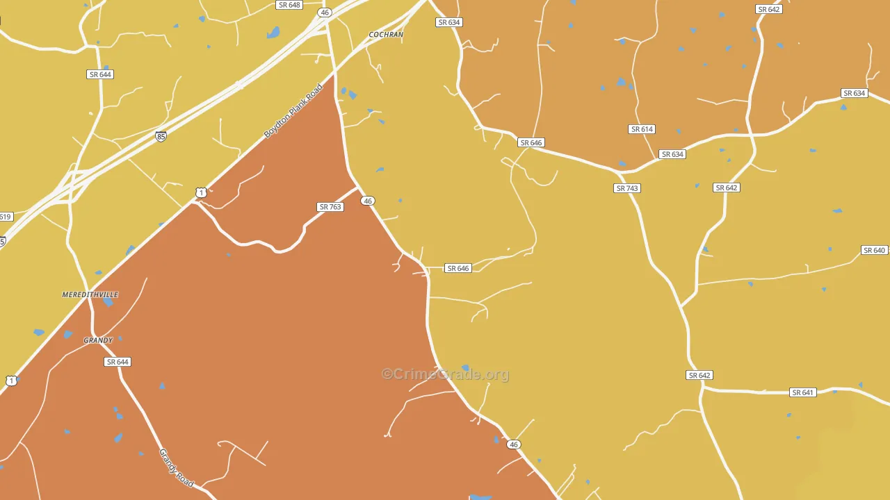 Cochran, VA Map of Vehicle Theft Rates