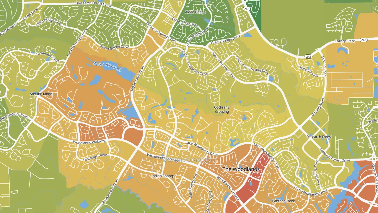 Cochran's Crossing, The Woodlands, TX Map of Vehicle Theft Rates