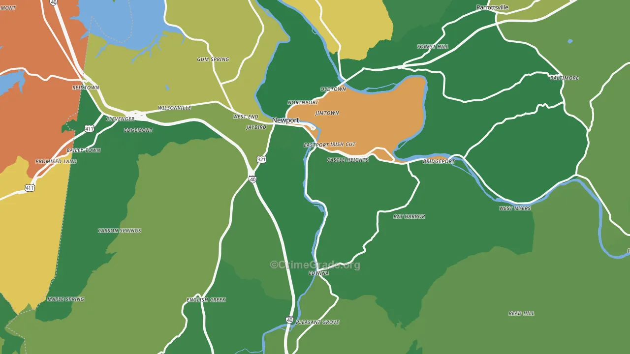Cocke County, TN Map of Vehicle Theft Rates