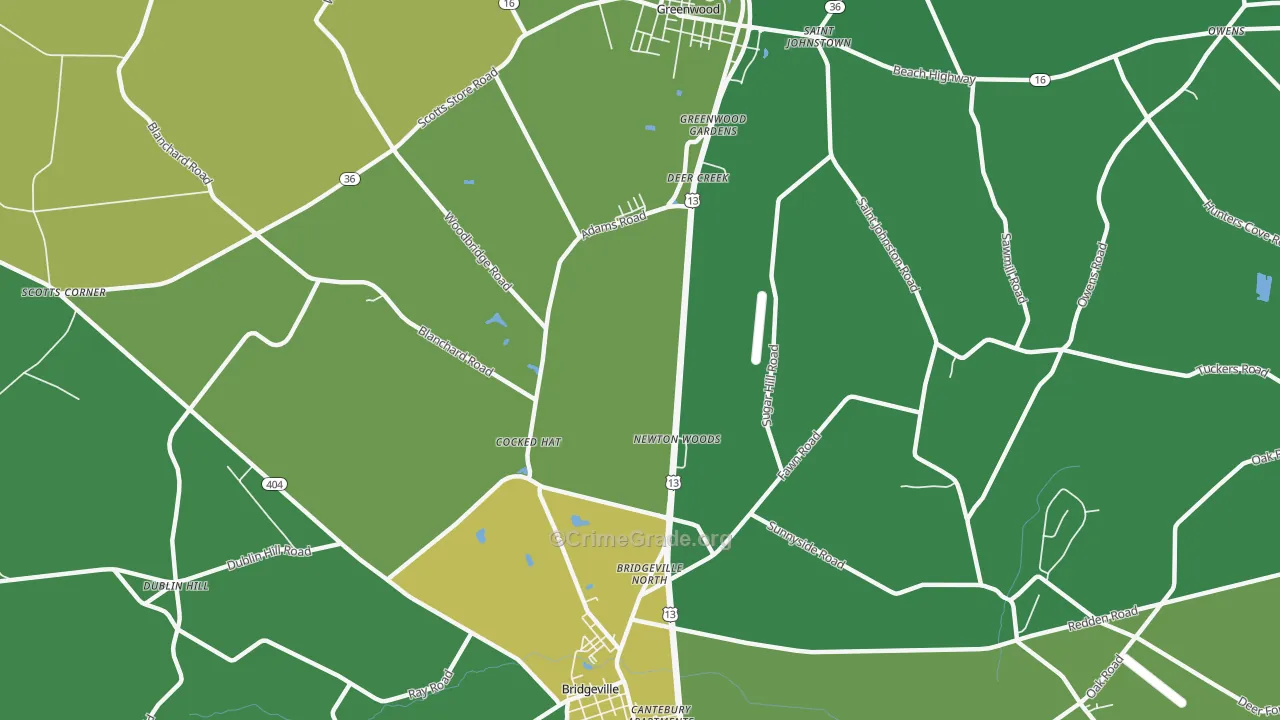Cocked Hat, DE Map of Vehicle Theft Rates