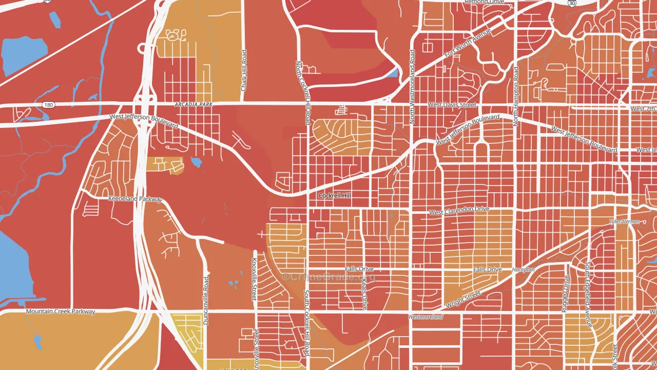 Cockrell Hill, TX Map of Vehicle Theft Rates