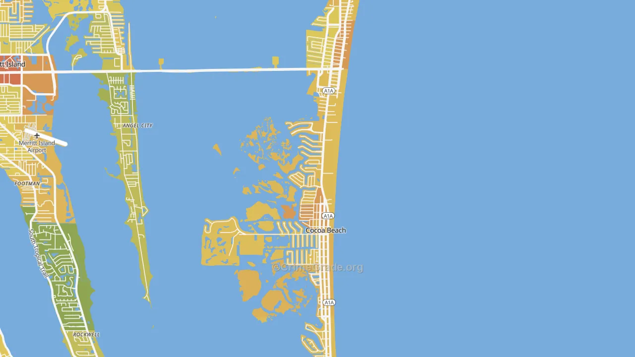 Cocoa Beach, FL Map of Vehicle Theft Rates