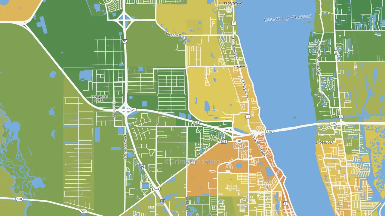 Cocoa, FL Map of Vehicle Theft Rates