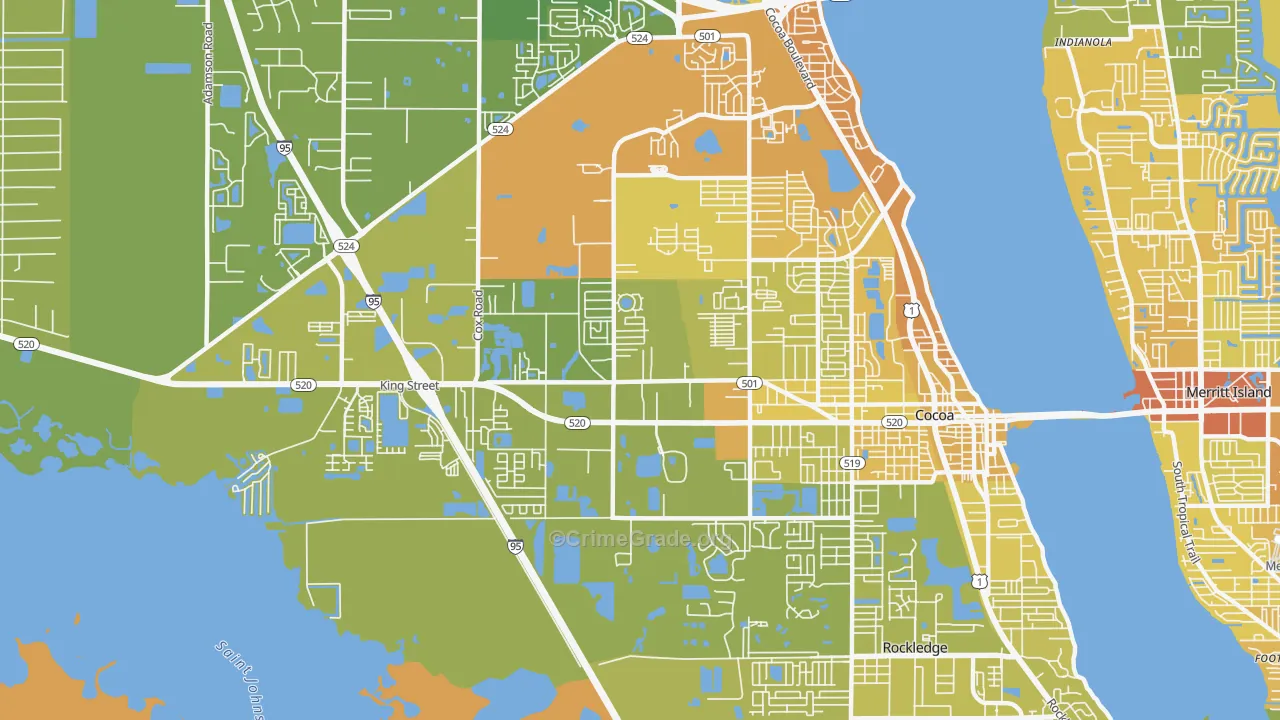 Cocoa West, FL Map of Vehicle Theft Rates