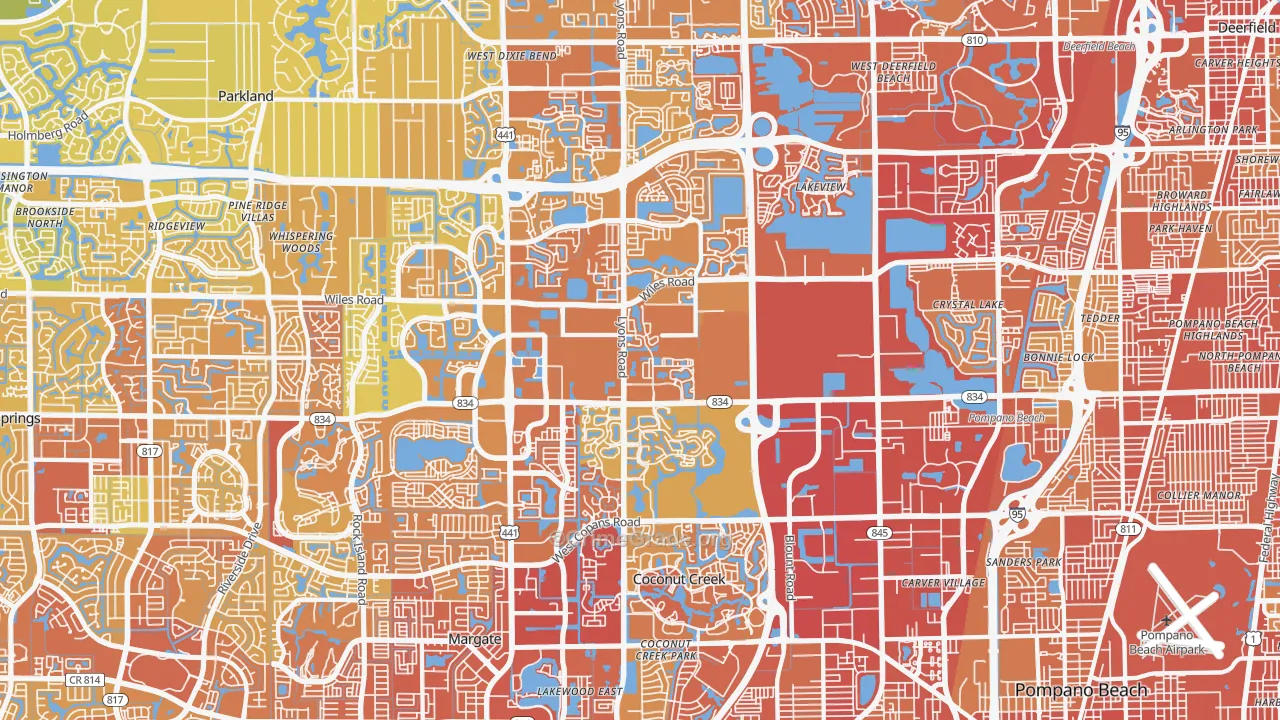 Coconut Creek, FL Map of Vehicle Theft Rates