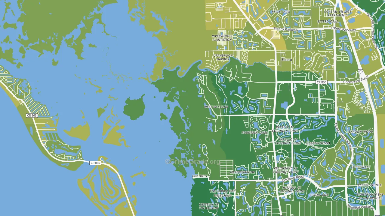Coconut, FL Map of Vehicle Theft Rates
