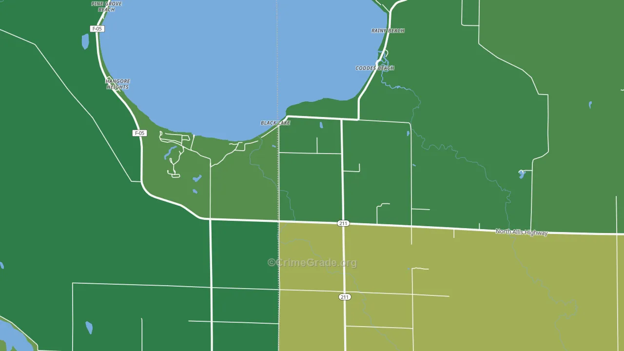 Coddes Beach, MI Map of Vehicle Theft Rates