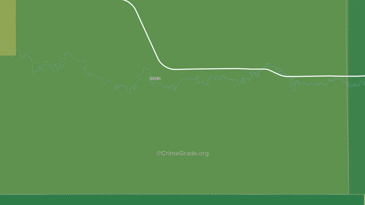 Codell, KS Map of Vehicle Theft Rates