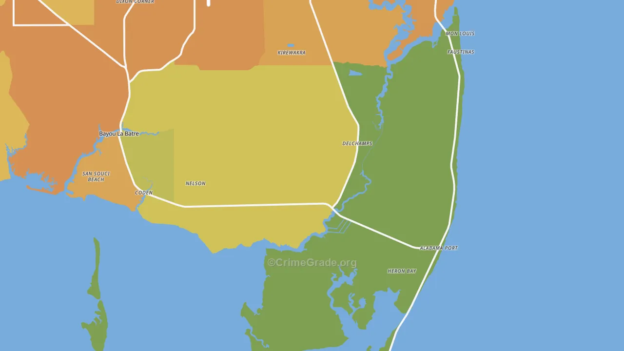 Coden, AL Map of Vehicle Theft Rates