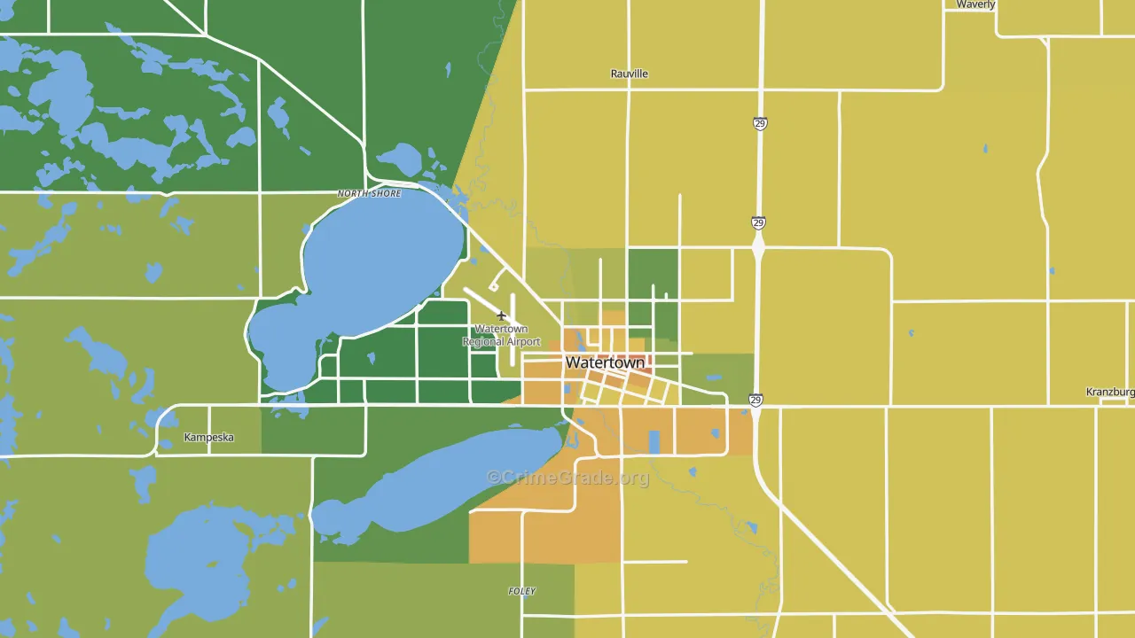 Codington County, SD Map of Vehicle Theft Rates