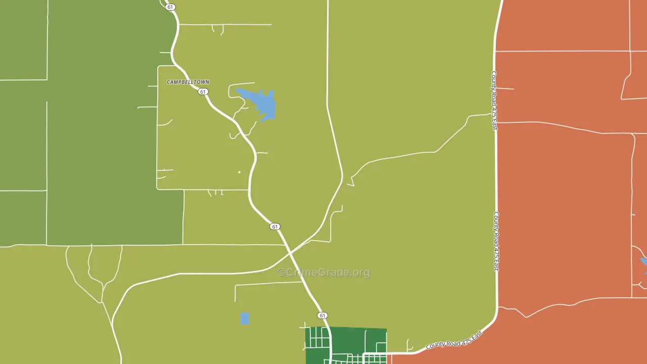 Coe, IN Map of Vehicle Theft Rates