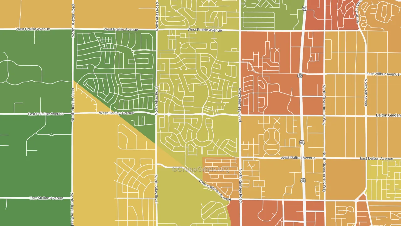 Coeur D'Alene Place, Coeur d'Alene, ID Map of Vehicle Theft Rates