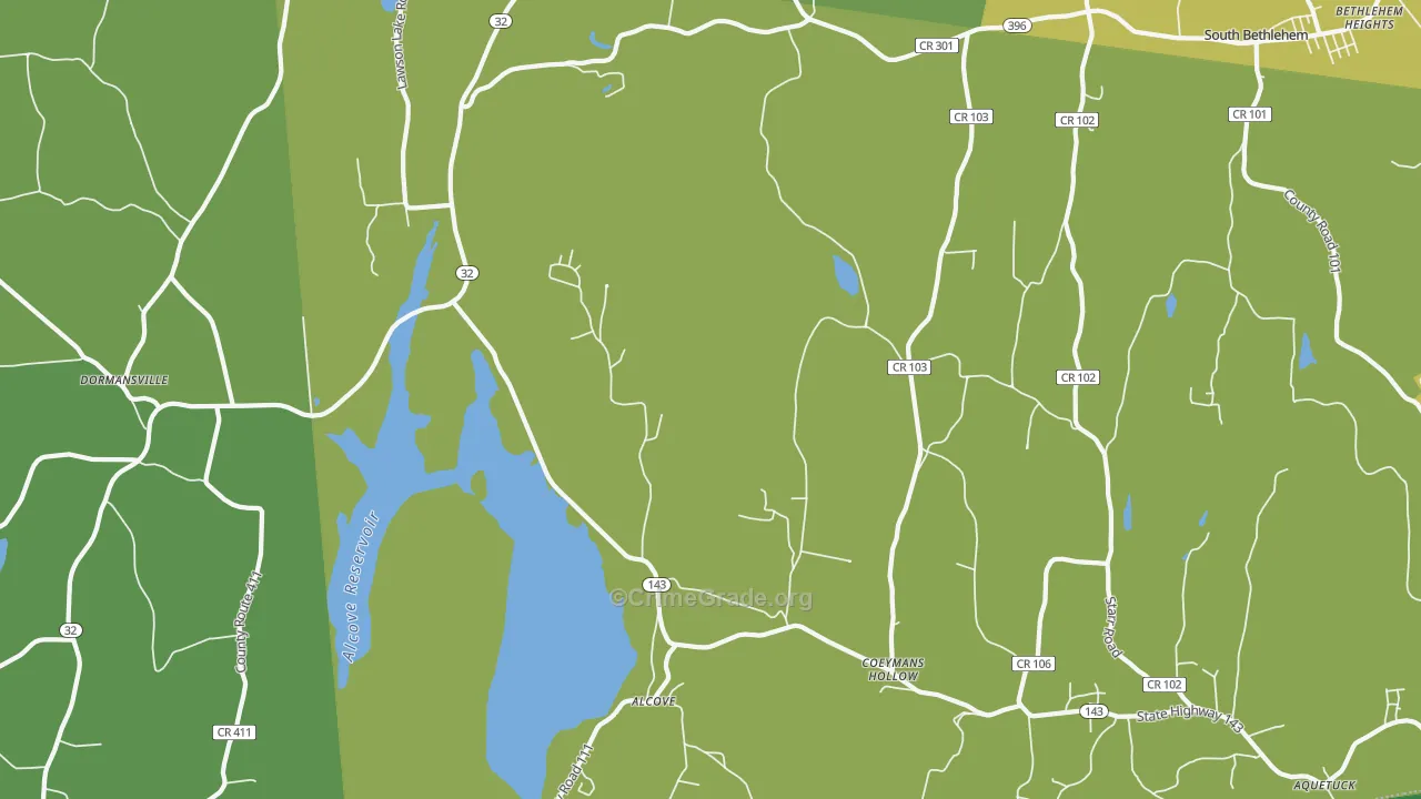 Coeymans Hollow, NY Map of Vehicle Theft Rates