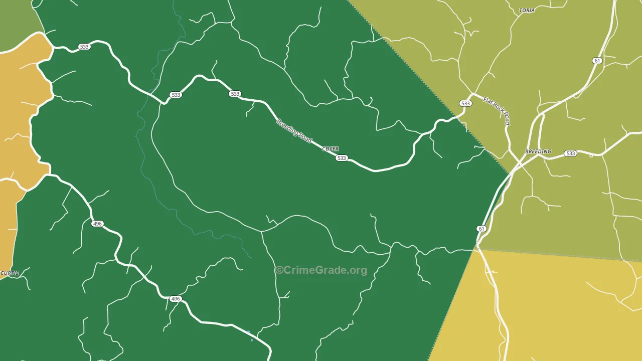 Cofer, KY Map of Vehicle Theft Rates