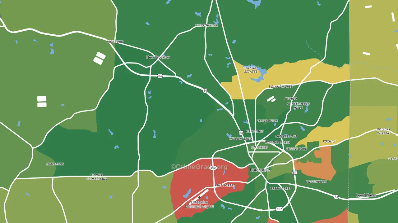 Coffee County, AL Map of Vehicle Theft Rates