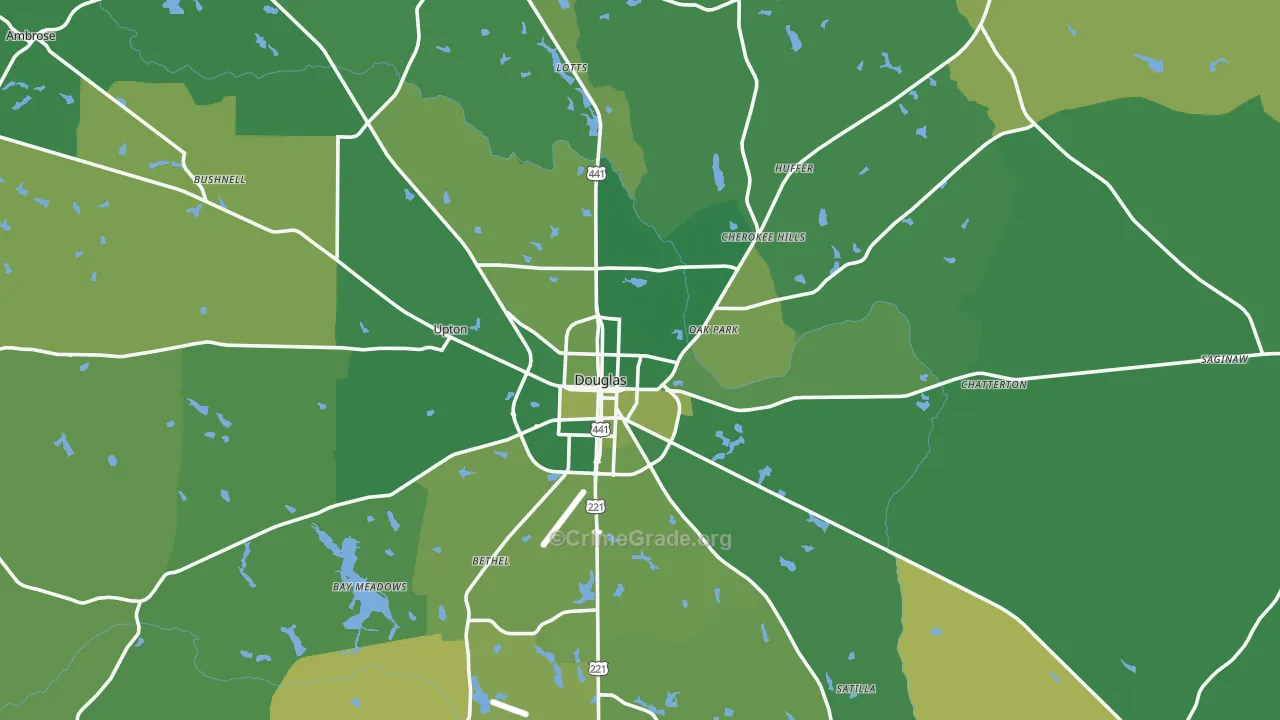 Coffee County, GA Map of Vehicle Theft Rates