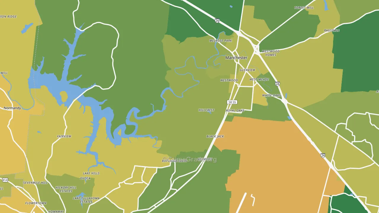 Coffee County, TN Map of Vehicle Theft Rates
