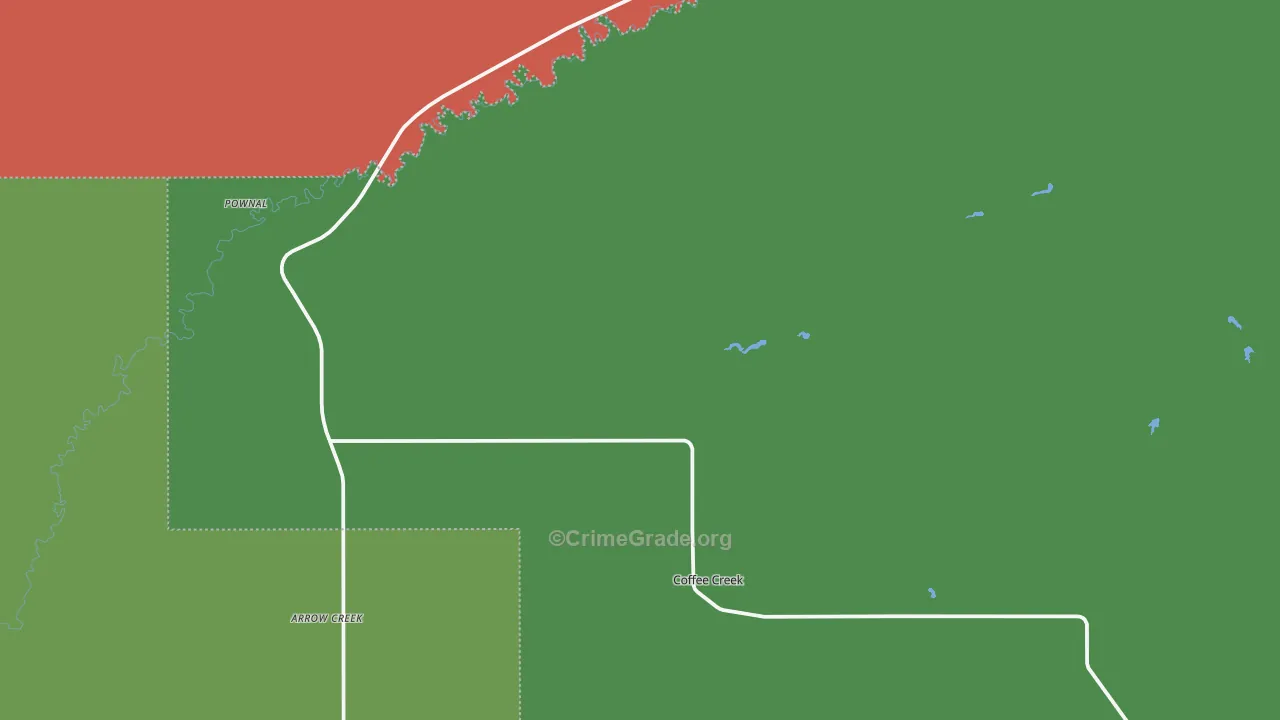 Coffee Creek, MT Map of Vehicle Theft Rates