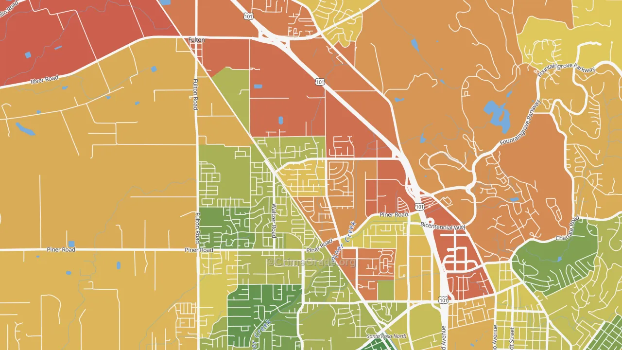 Coffey Park, Santa Rosa, CA Map of Vehicle Theft Rates