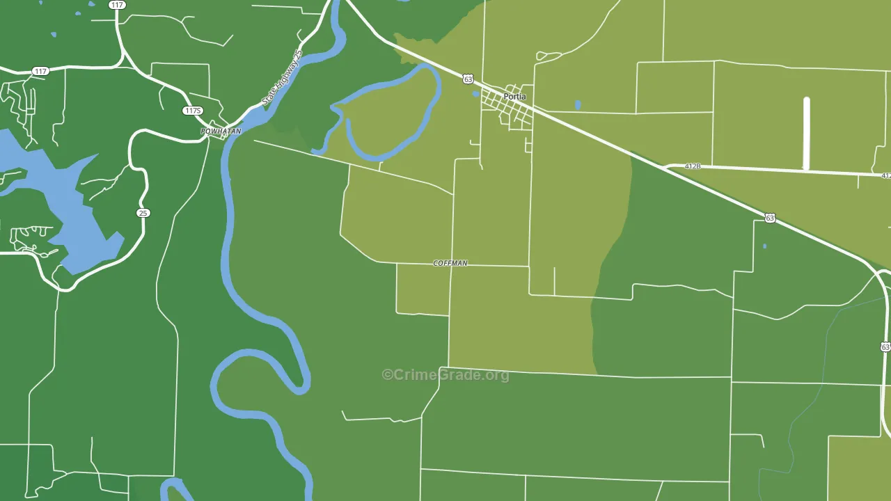 Coffman, AR Map of Vehicle Theft Rates