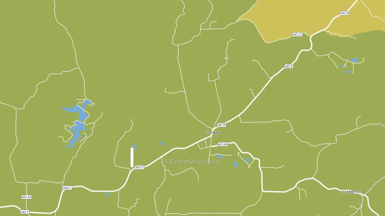 Coffman, MO Map of Vehicle Theft Rates