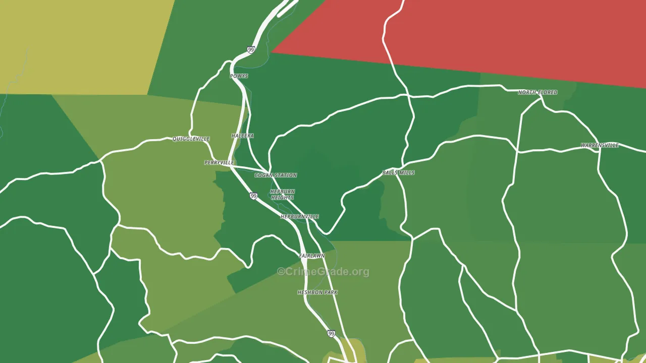 Cogan Station, PA Map of Vehicle Theft Rates