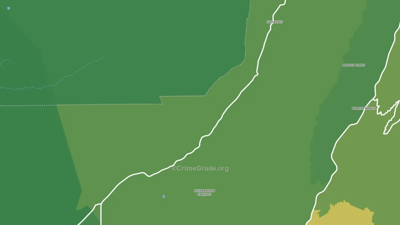 Cohasset, CA Map of Vehicle Theft Rates
