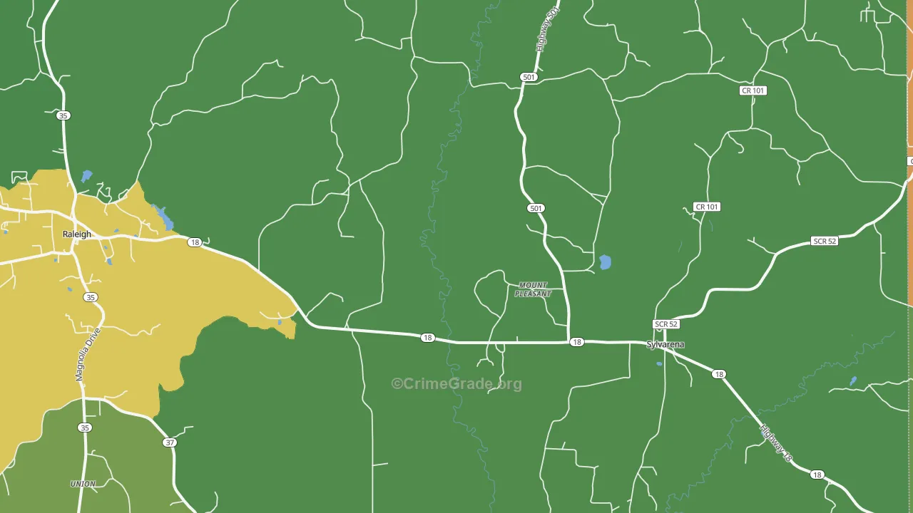 Cohay, MS Map of Vehicle Theft Rates