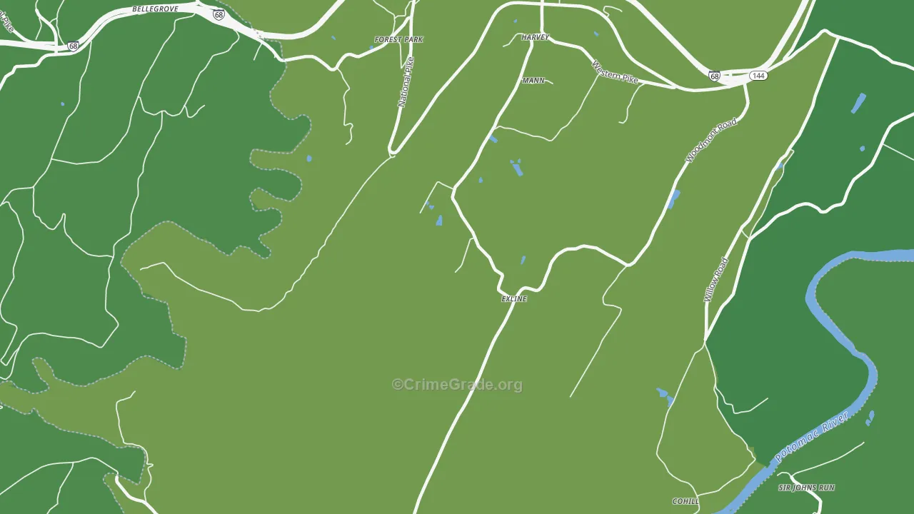 Cohill, MD Map of Vehicle Theft Rates