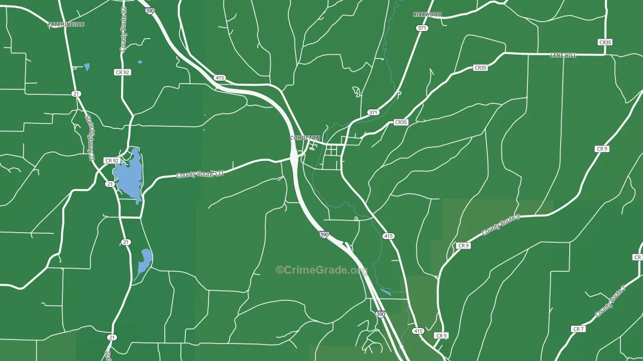 Cohocton, NY Map of Vehicle Theft Rates