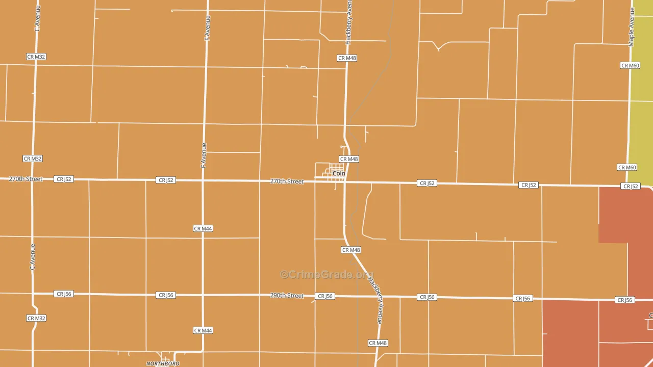 Coin, IA Map of Vehicle Theft Rates