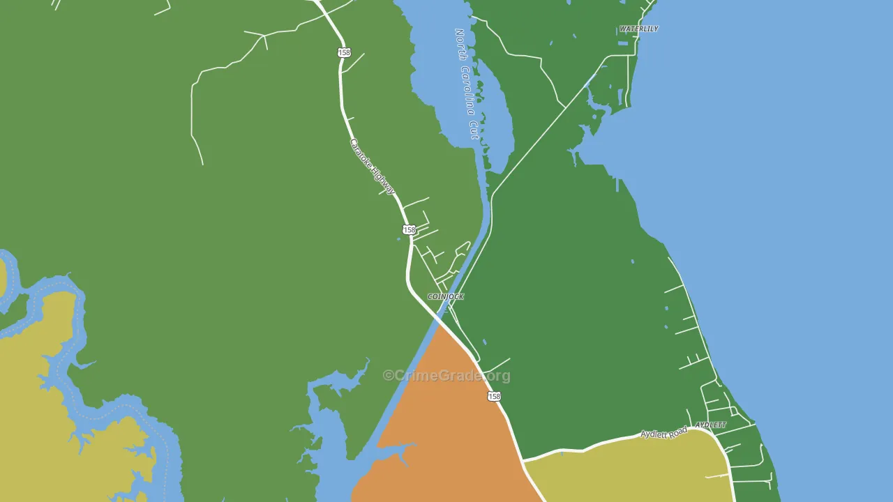 Coinjock, NC Map of Vehicle Theft Rates
