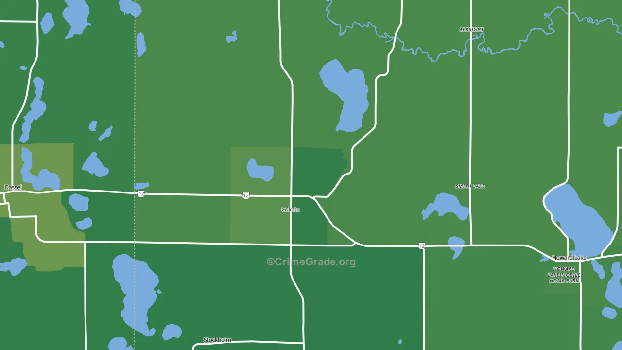 Cokato, MN Map of Vehicle Theft Rates