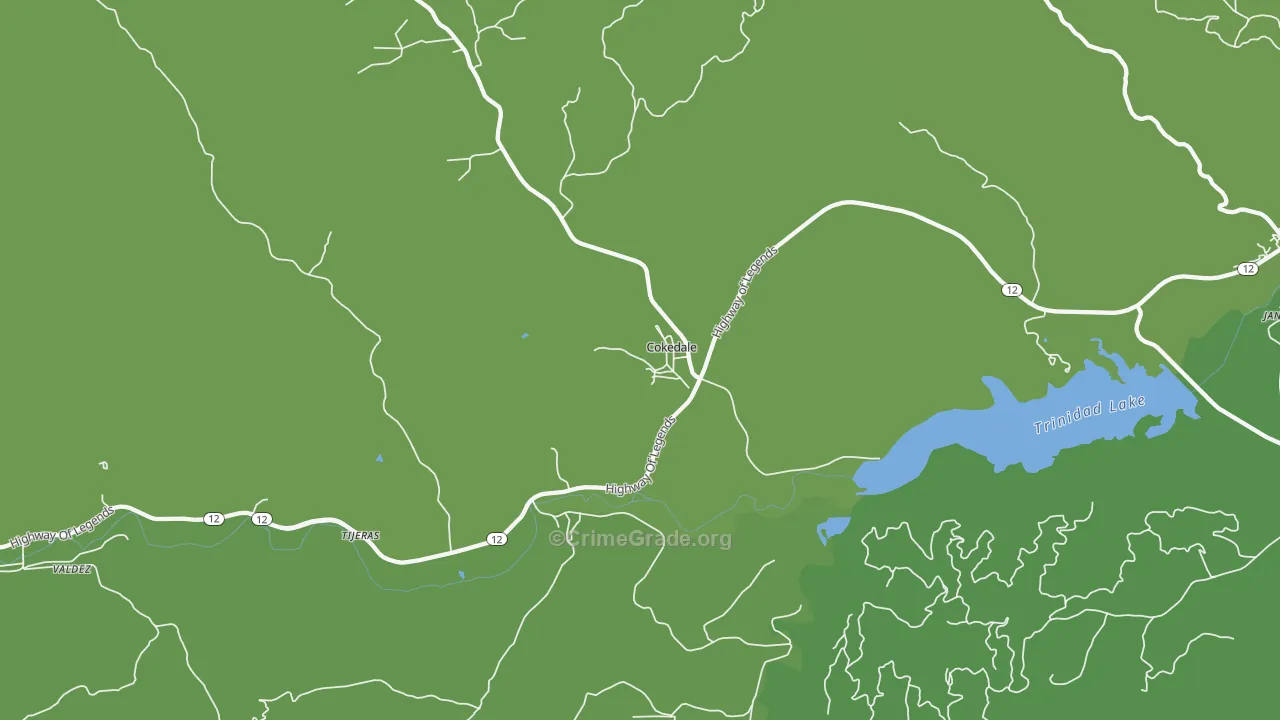 Cokedale, CO Map of Vehicle Theft Rates