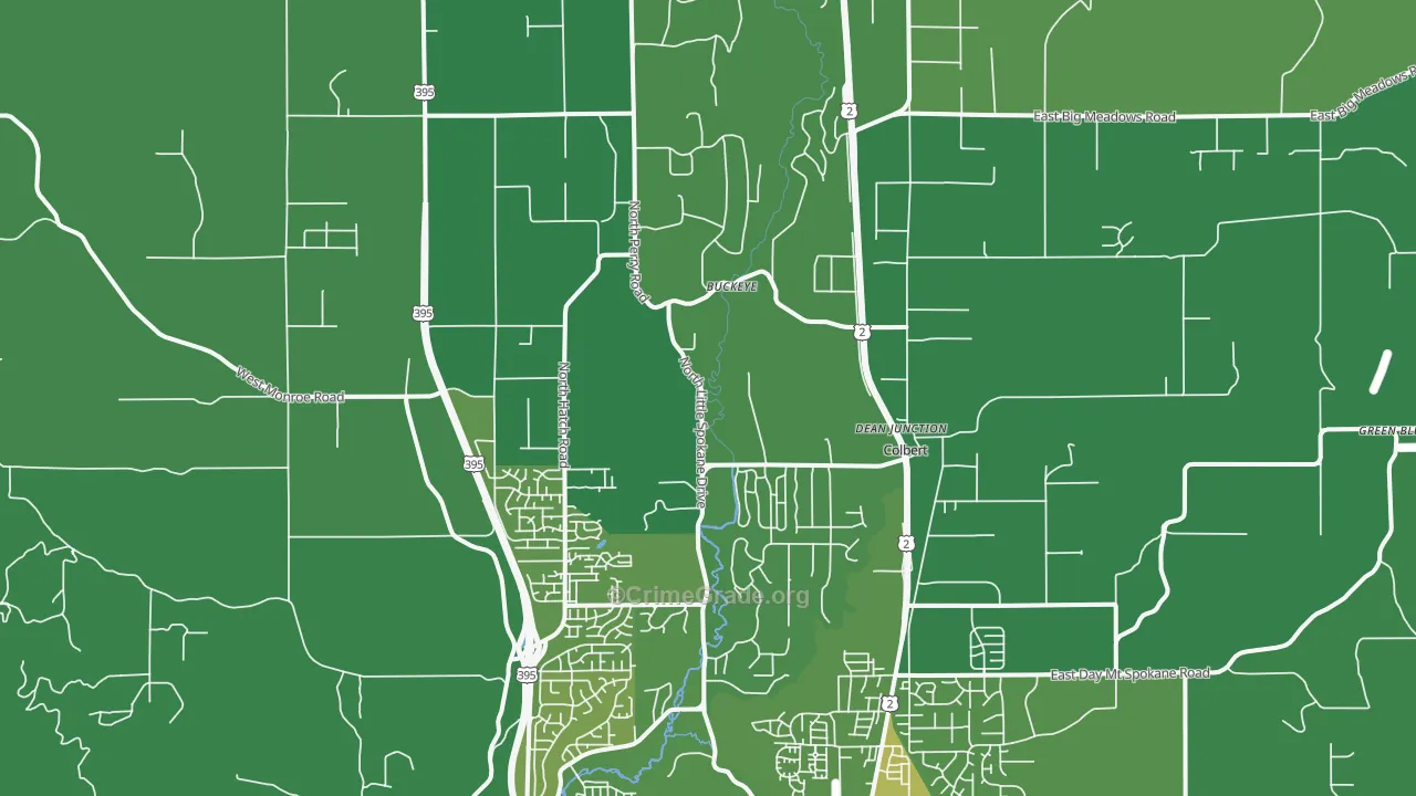 Colbert, WA Map of Vehicle Theft Rates