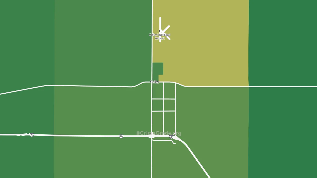 Colby, KS Map of Vehicle Theft Rates