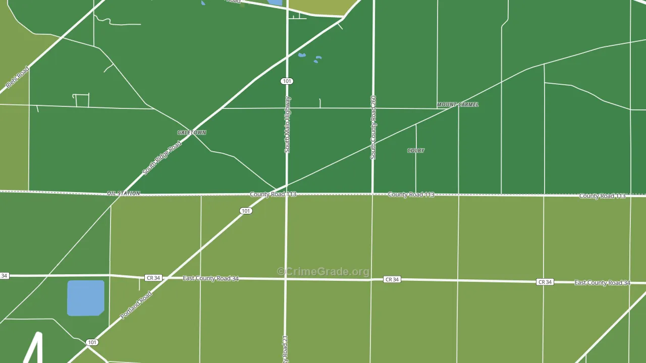 Colby, OH Map of Vehicle Theft Rates