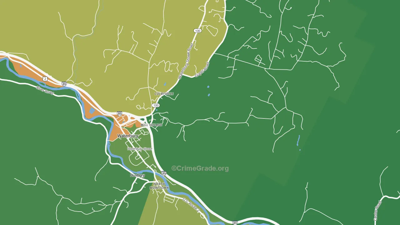 Colbyville, VT Map of Vehicle Theft Rates