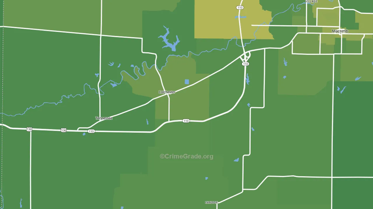 Colchester, IL Map of Vehicle Theft Rates