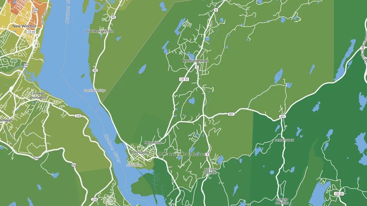 Cold Spring, NY Map of Vehicle Theft Rates