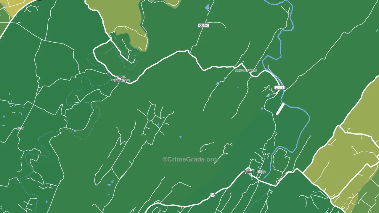 Cold Stream, WV Map of Vehicle Theft Rates