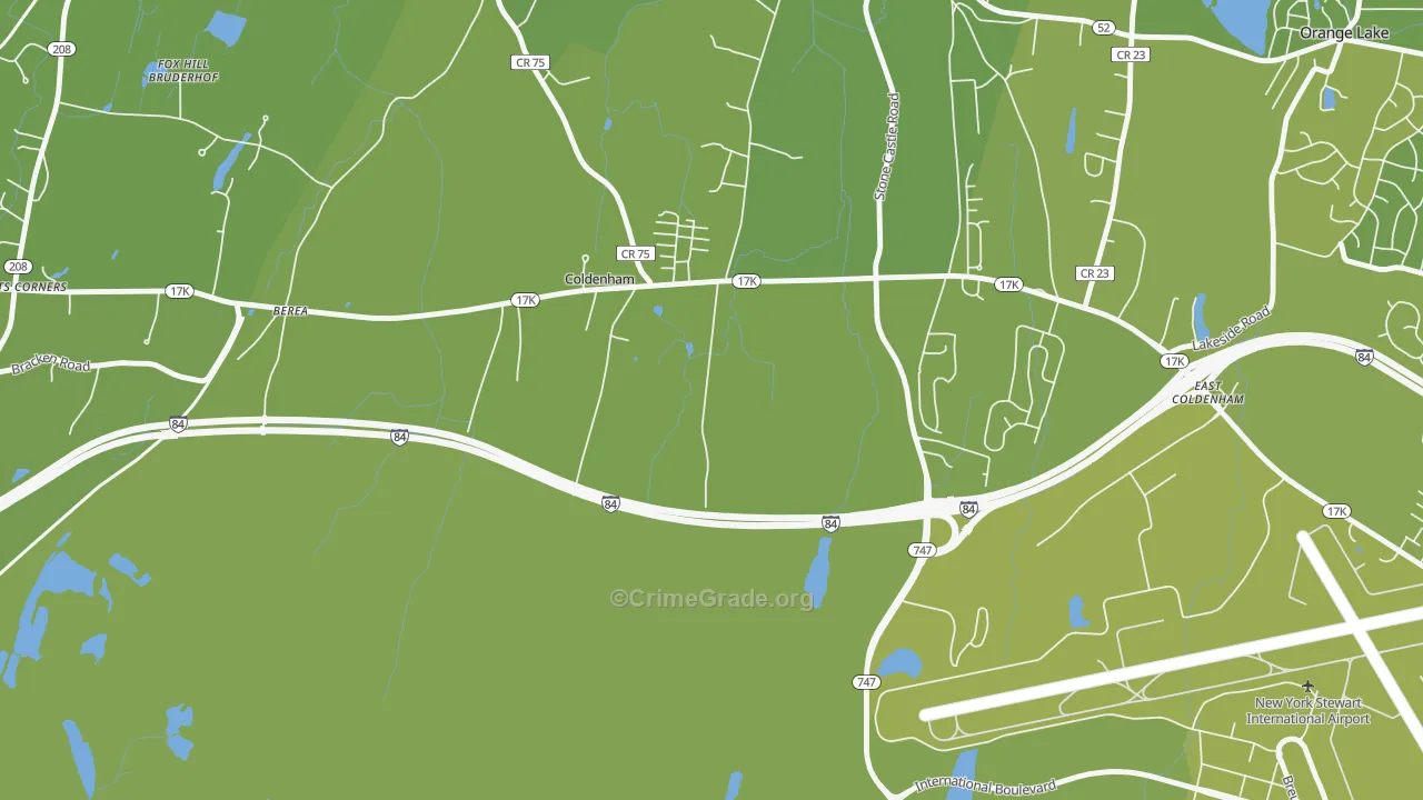 Coldenham, NY Map of Vehicle Theft Rates