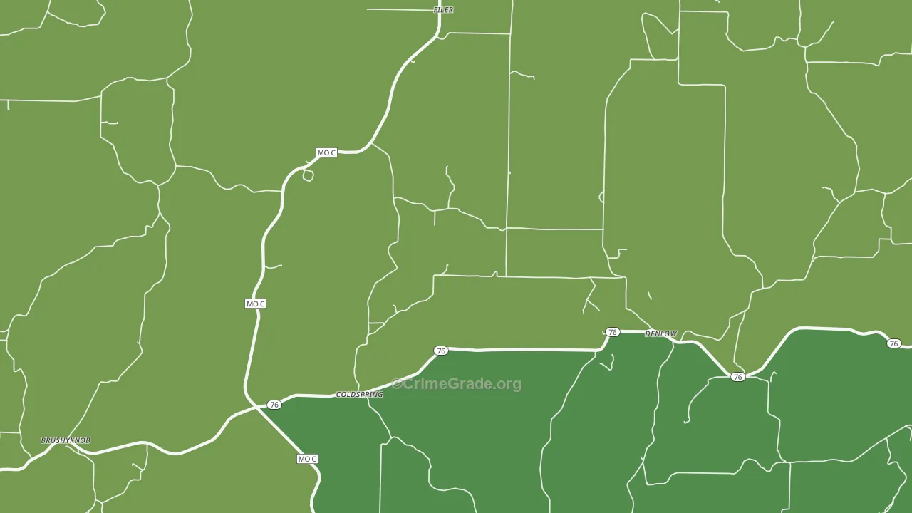 Coldspring, MO Map of Vehicle Theft Rates